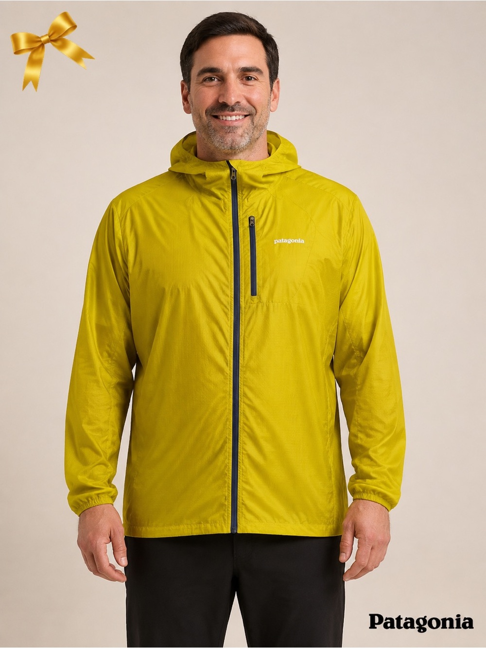 Patagonia Houdini Men’s XL Chartreuse Packable Hooded Windbreaker Jacket